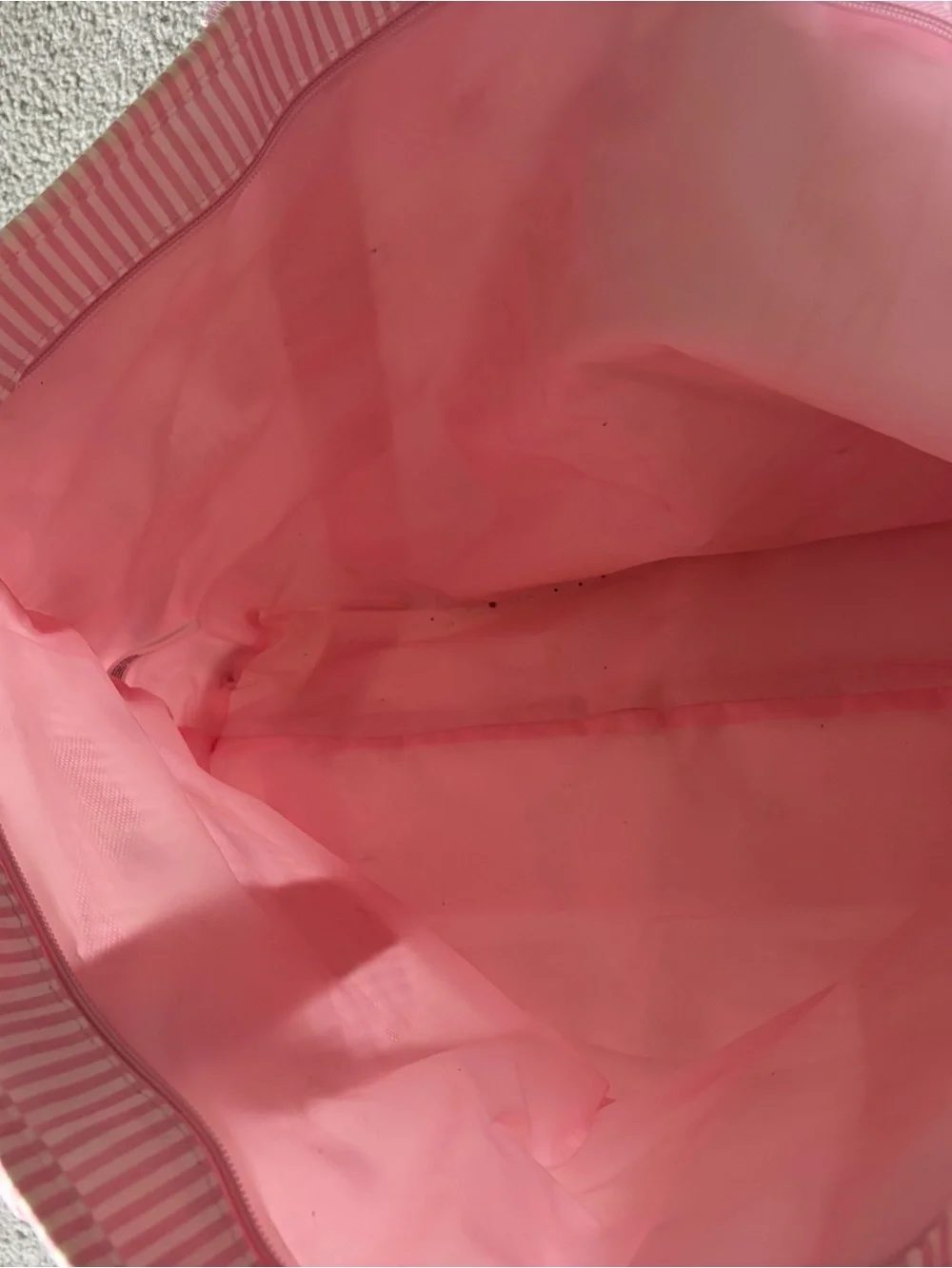 Victoria's Secret Pink Striped Tote with Cat Embroidery